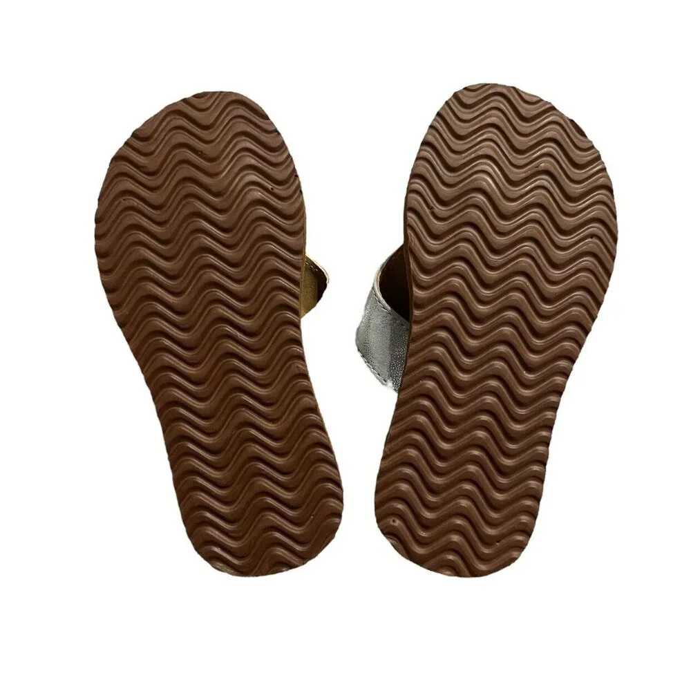 NEW Hanna Andersson 9/10 M Silver Tassel Thongs Flip Flops Sandals